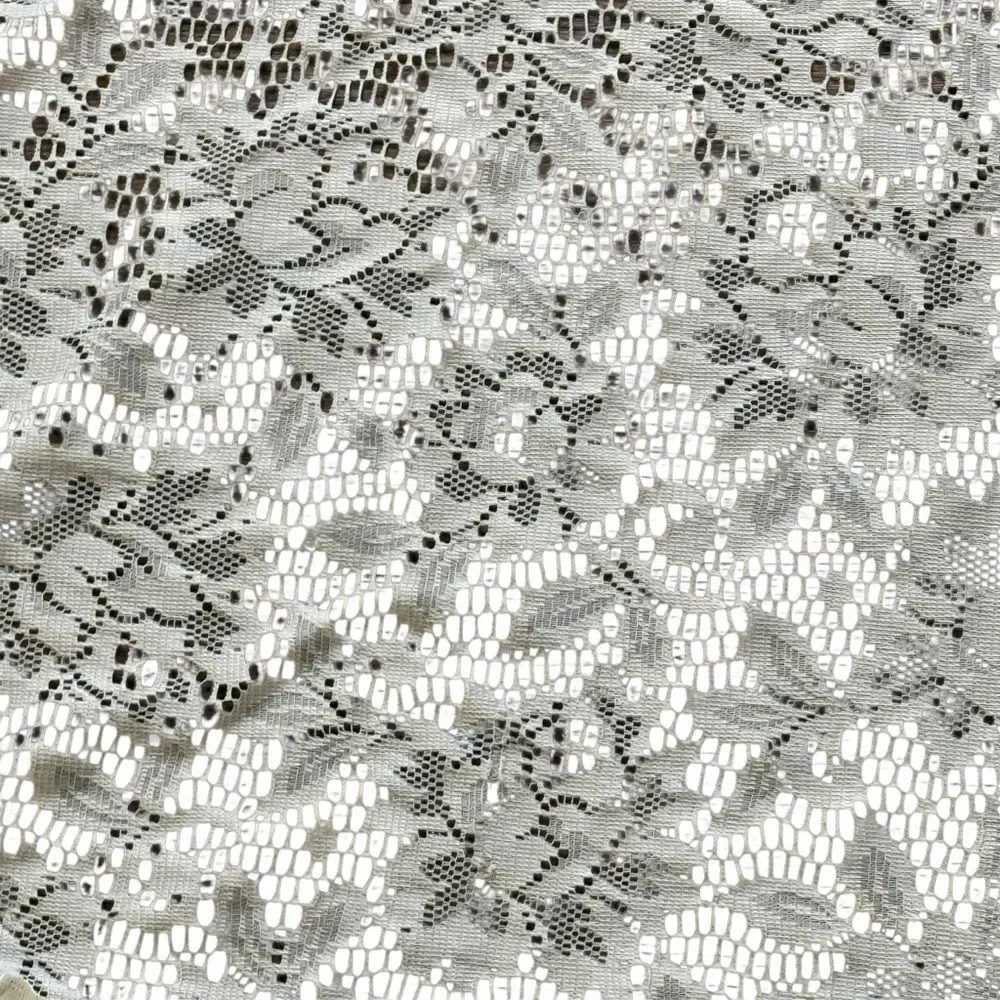 Vintage 4 Panels Burlington Floral Lace Triangle Valances Ruffle Trim Off White